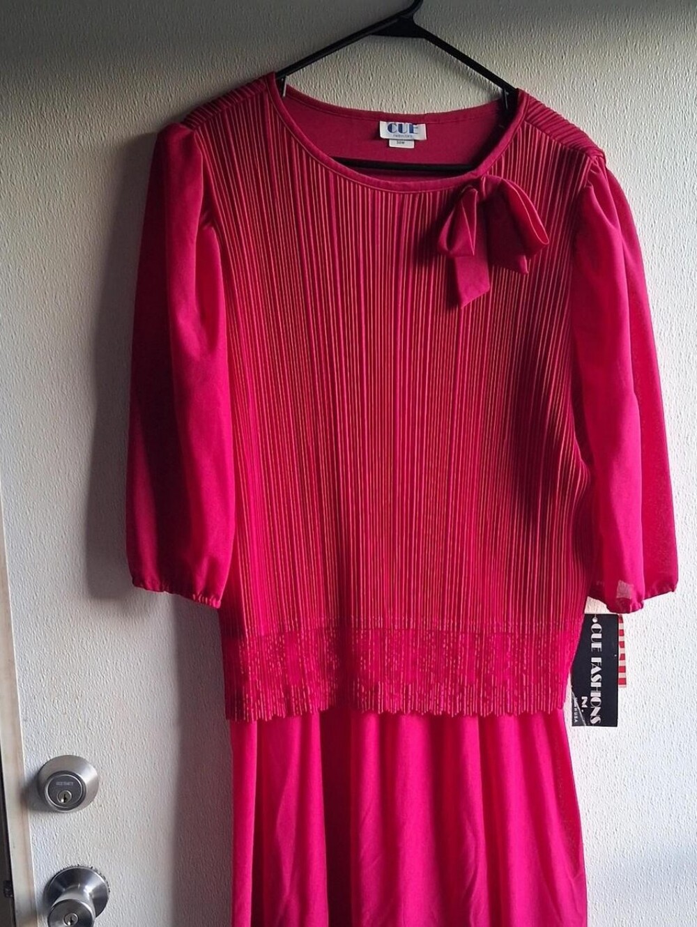 Fuchsia Pleated Bow Dress